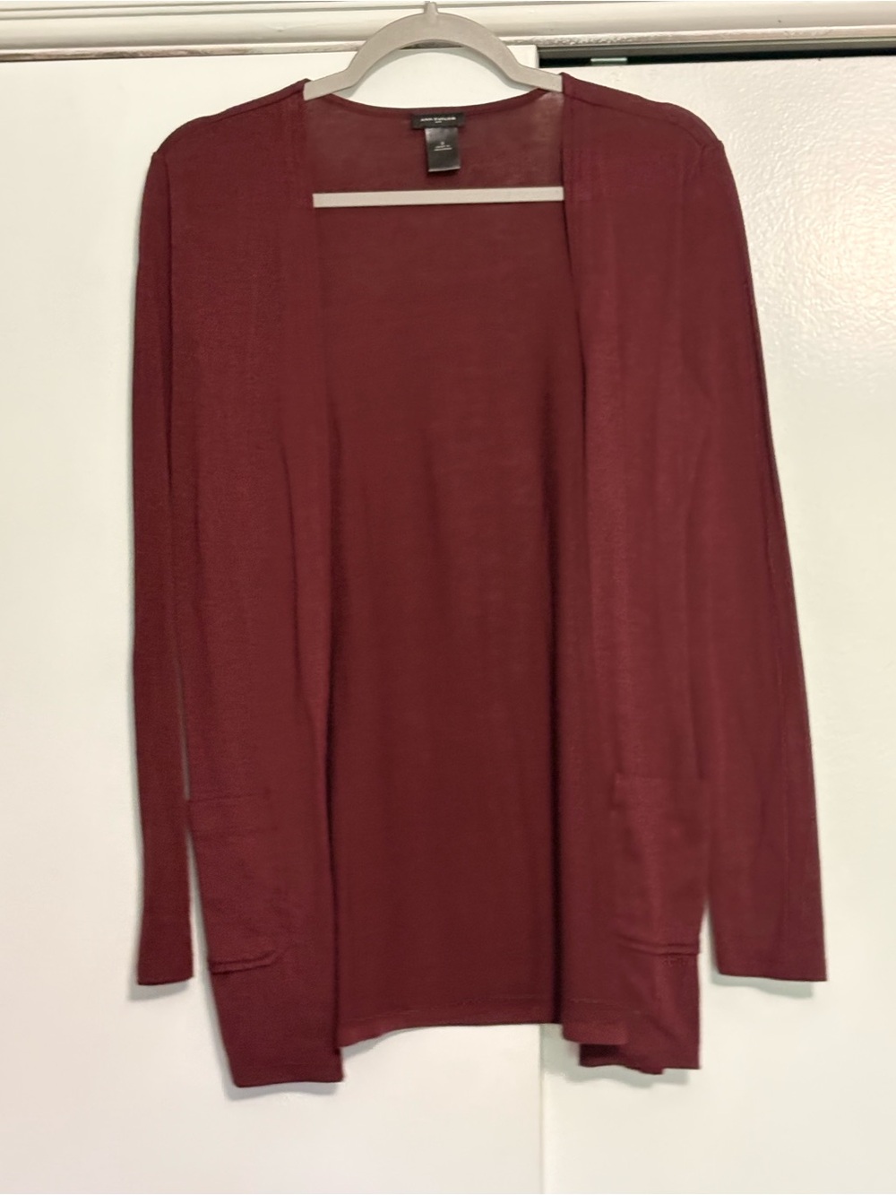 Ann Taylor Open-Front Burgundy Cardigan Sweater